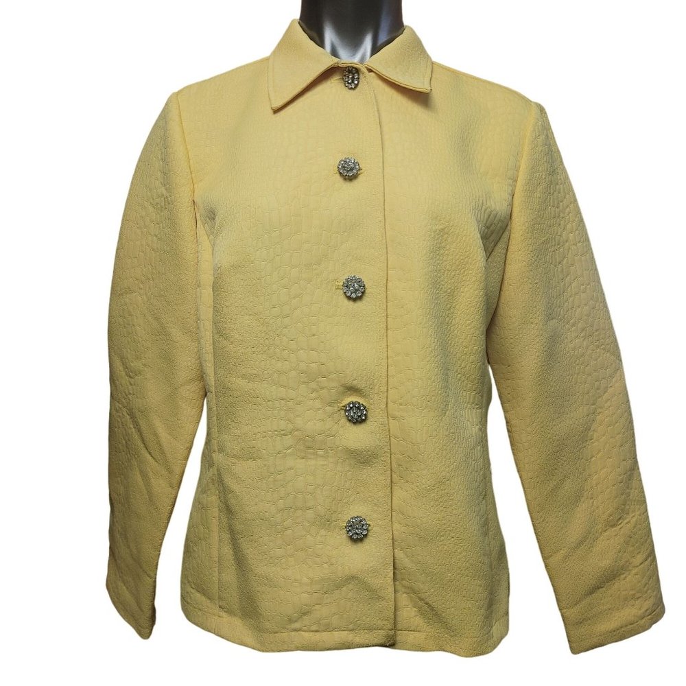 Tara Ryan Women's Yellow long Sleeve Button Front Blazer Jacket Large